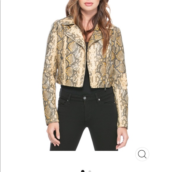 💥NWT💥 Coalition LA Snake Eyes Crop Vegan Moto Jacket Sz. L - Picture 2 of 14